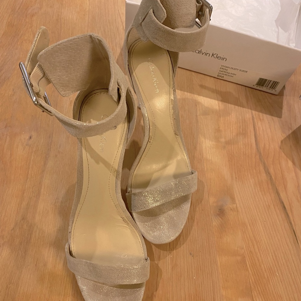 Calvin Klein Vivian suede blush heels sandals